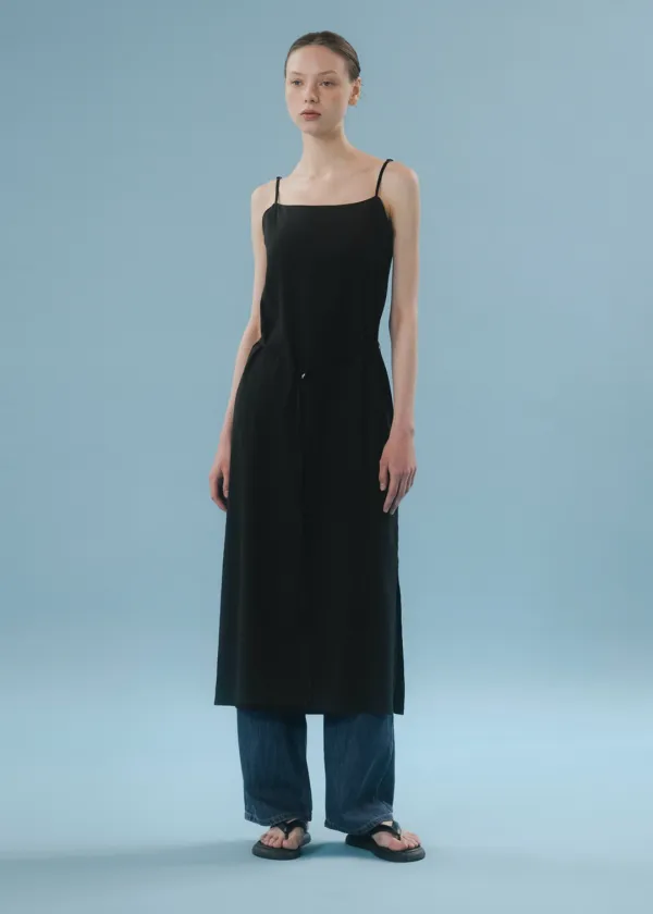 Linen slip dress (black)