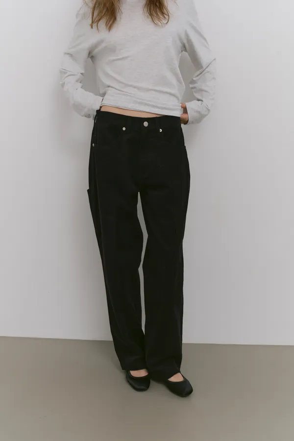 PANEL POCKET COTTON PANTS, BLACK