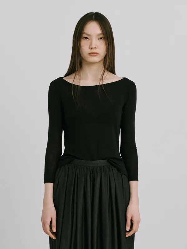 25 Boatneck Sheer T_Black