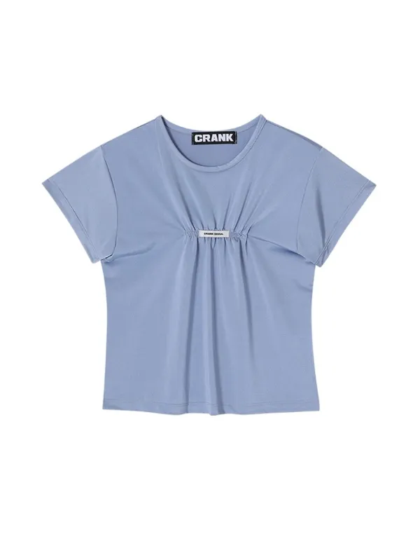 GLOSSY SHIRRING LOGO TOP_SKY