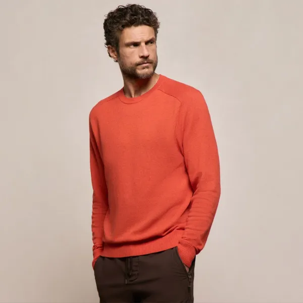 Cotton Cashmere Raglan Crew - Blood Orange