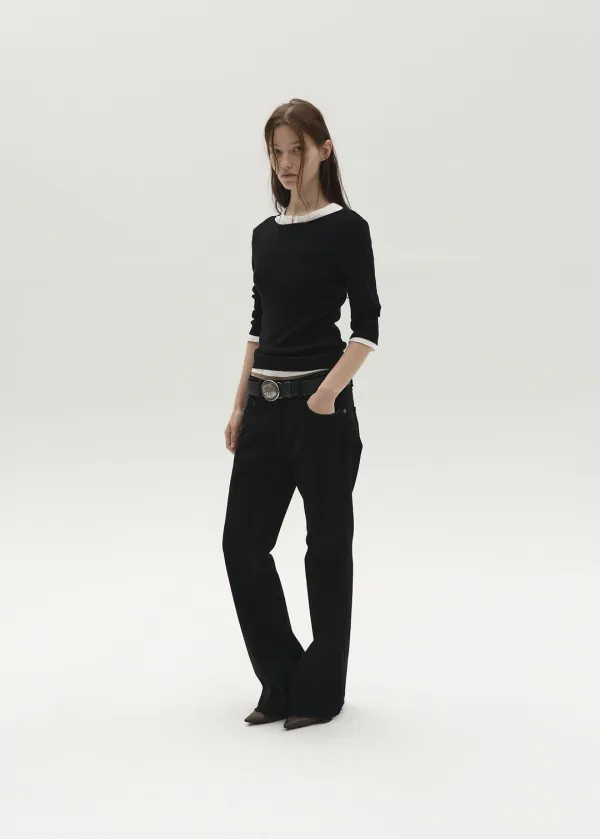 CLASSIC BOAT NECK KNIT TOP (BLACK)