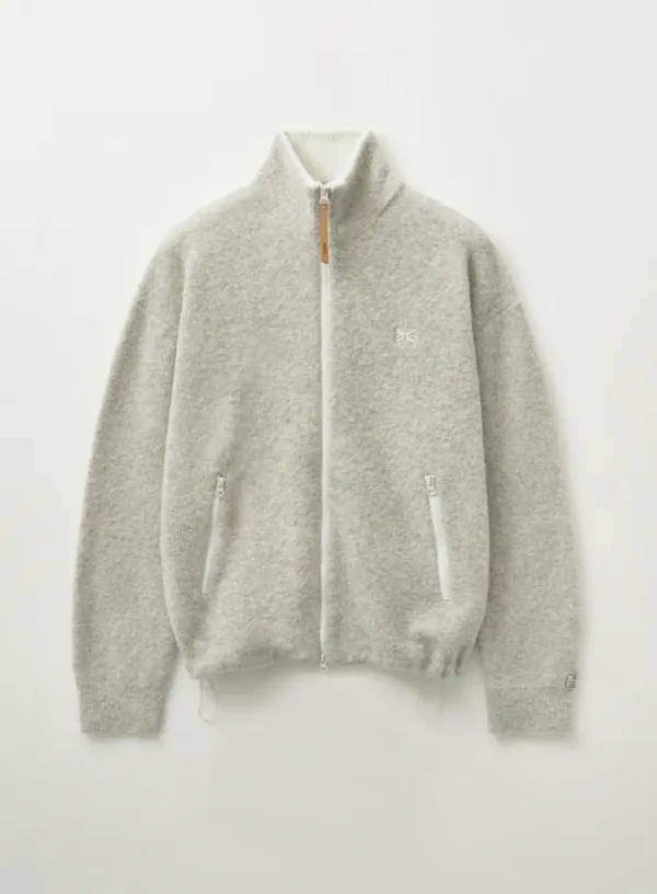 Fluffy Wool Fleece Knit Zip-up - Oatmeal