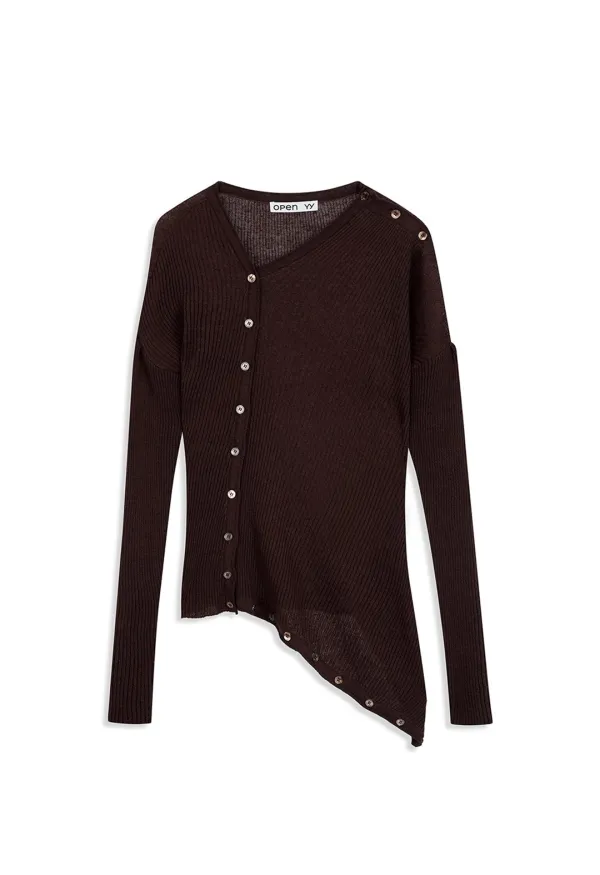 CONVERTIBLE DRAPE CARDIGAN, BROWN