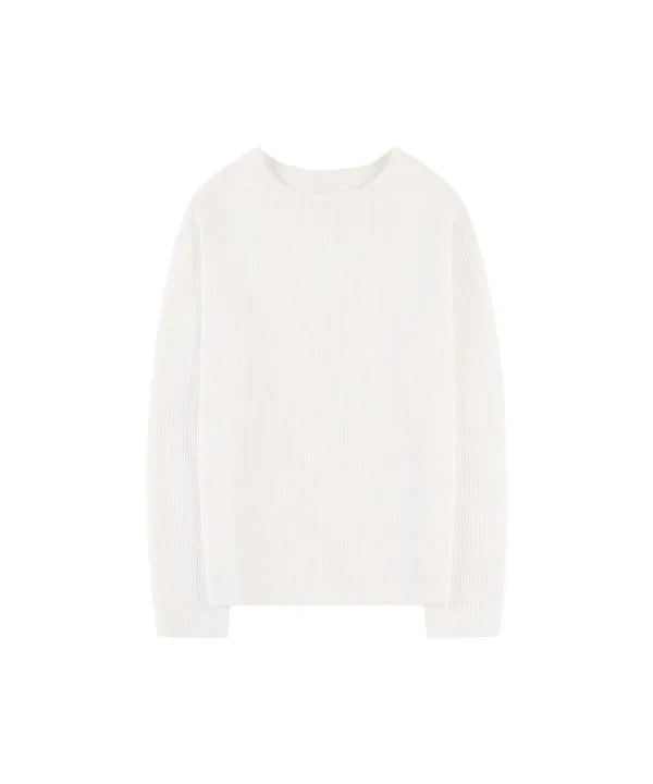 A3575 와플 보트넥 티셔츠_White