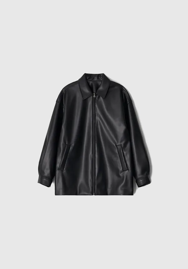 Leather half coat