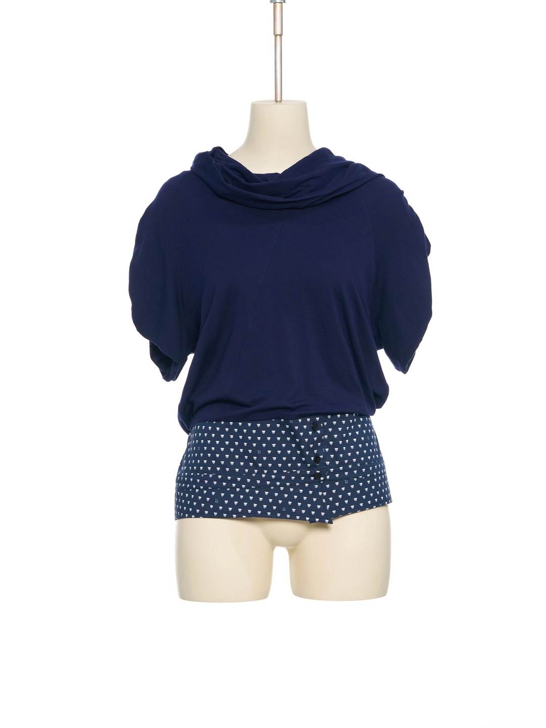푸쉬버튼 PF25 NAVY SHIRT COLLAR HEM TOP 상품 이미지 1