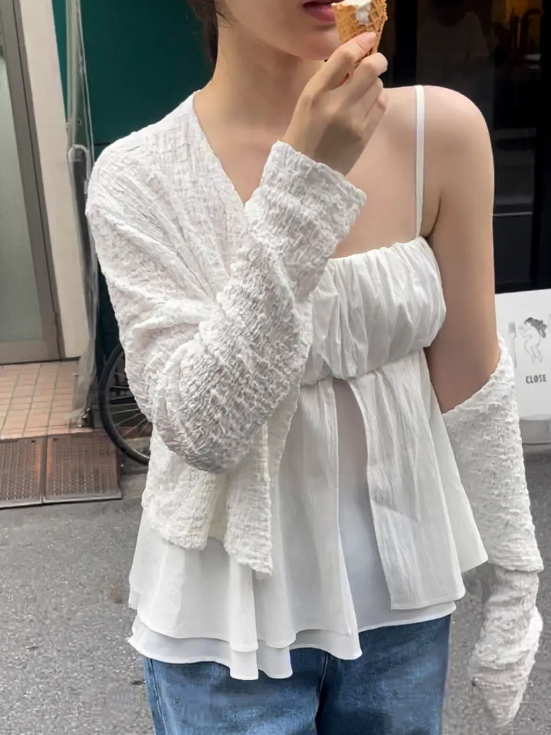 쏘이르 WRINKLE COOL CARDIGAN - WHITE 상품 이미지 2