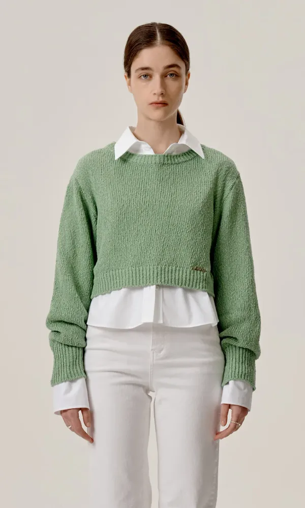 Coa Crop Knit Top_Light Green