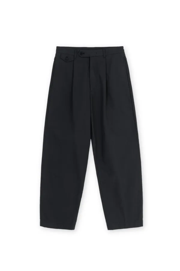 W Loose Tapered Cotton Pants, Black