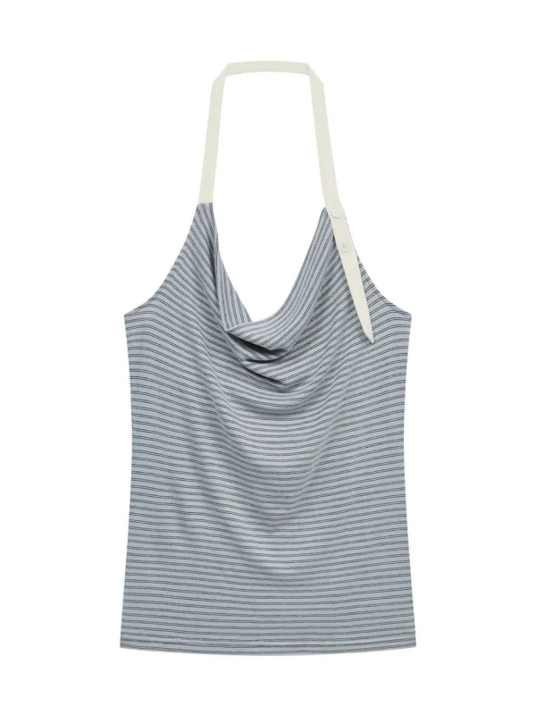 STRIPE HALTER TOP (BLUE)