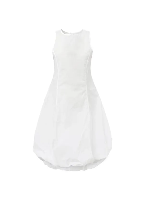 sheer volume dress, white