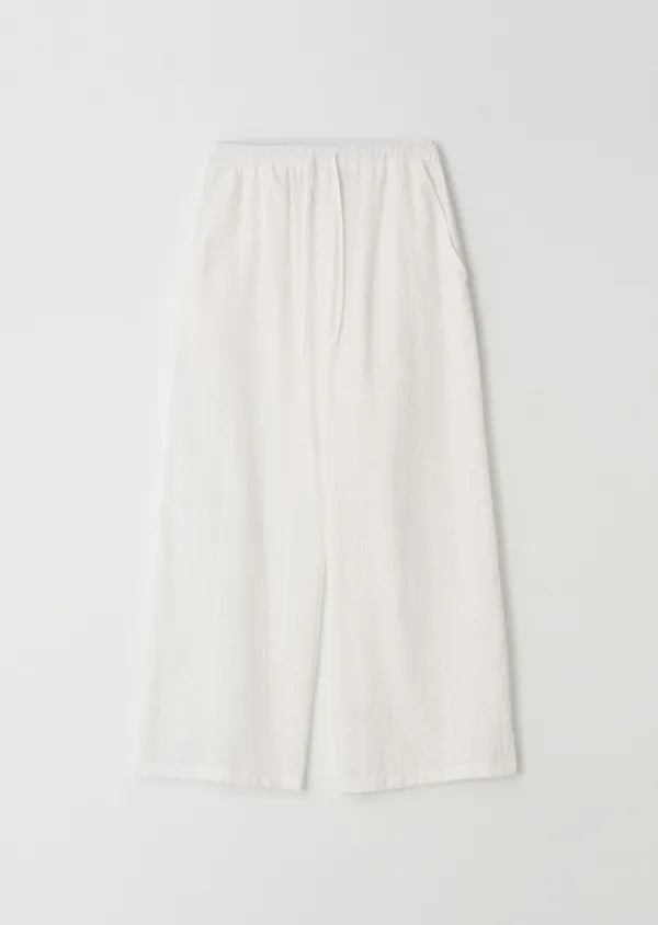 punching lace banding pants-Ivory