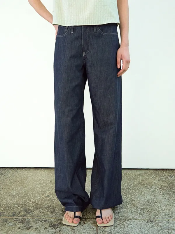 Plain denim pants