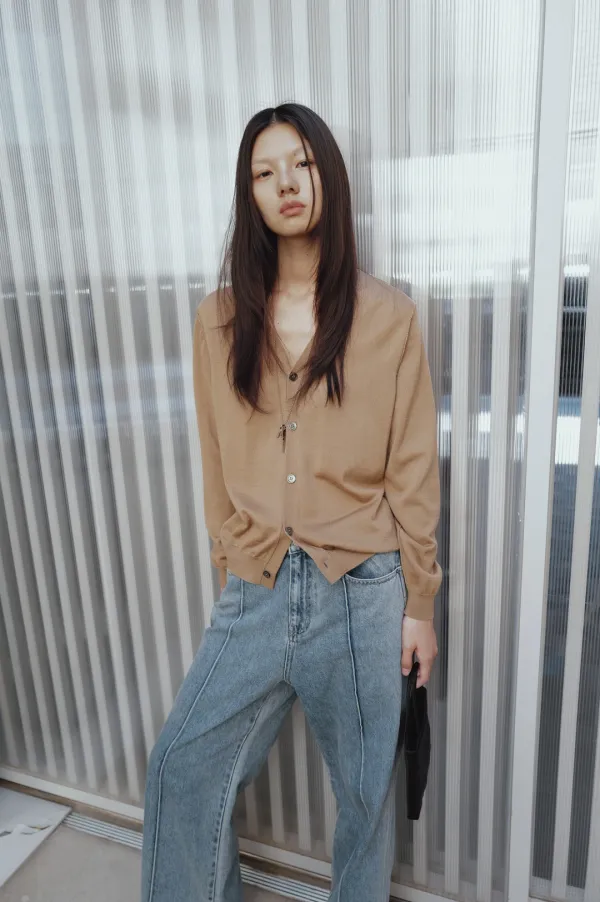 워셔블 울100 디테일 가디건 베이지