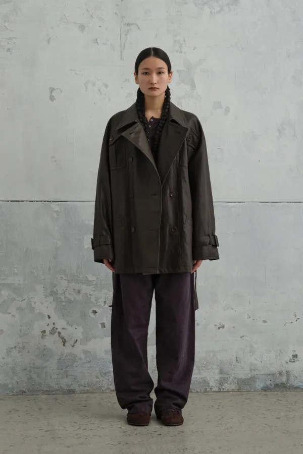 [예약배송] Low-Belt Structured Trench Coat (redish brown, black)