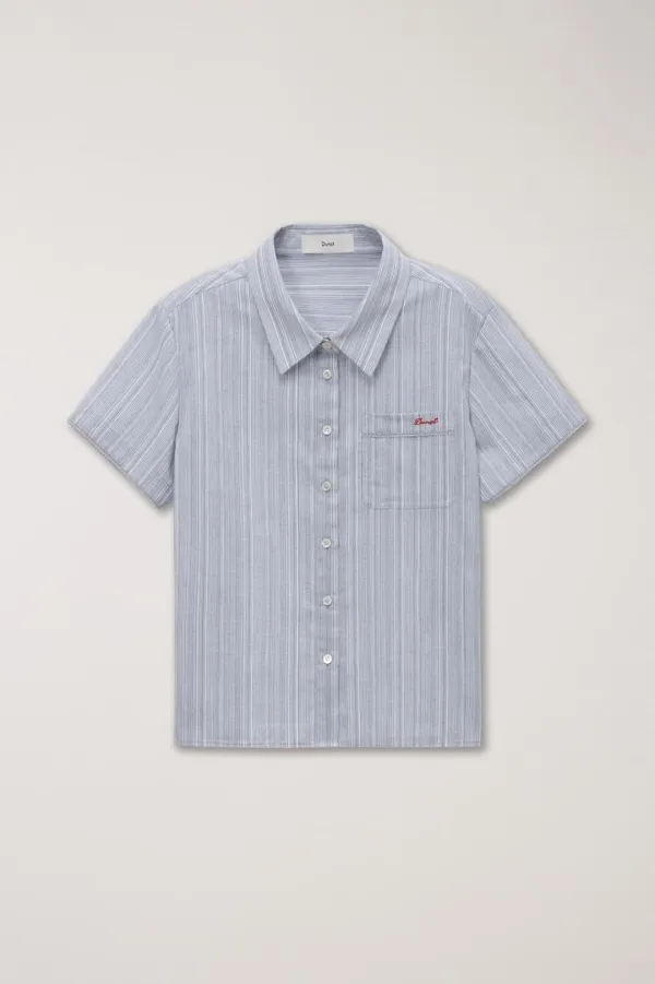 LACED ORGANIC STRIPED SHIRT BLUE STRIPE