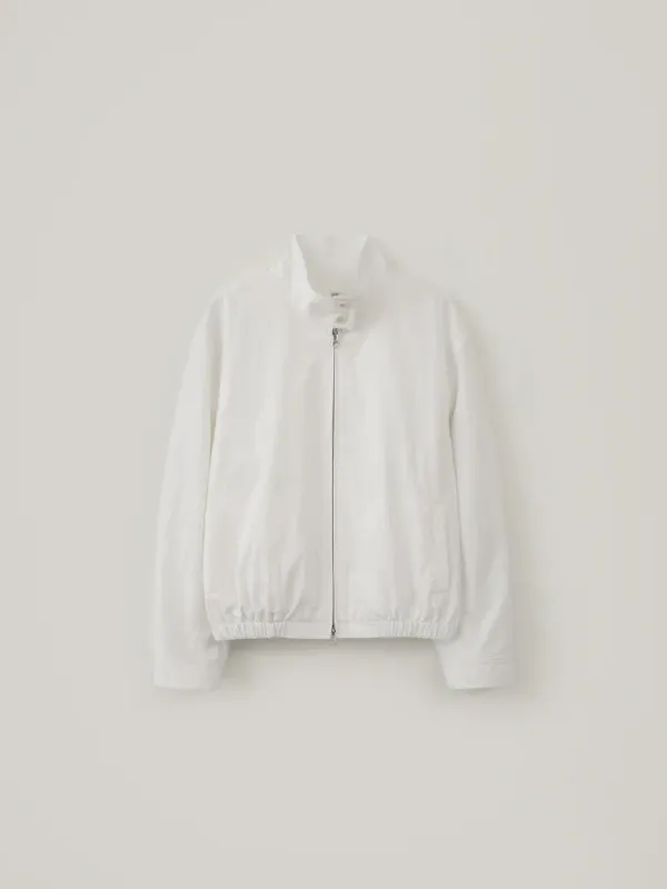 High Neck Cotton Blouson - White