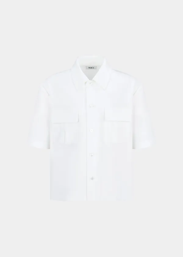 FLAP POCKET CROP SHIRT - WHITE