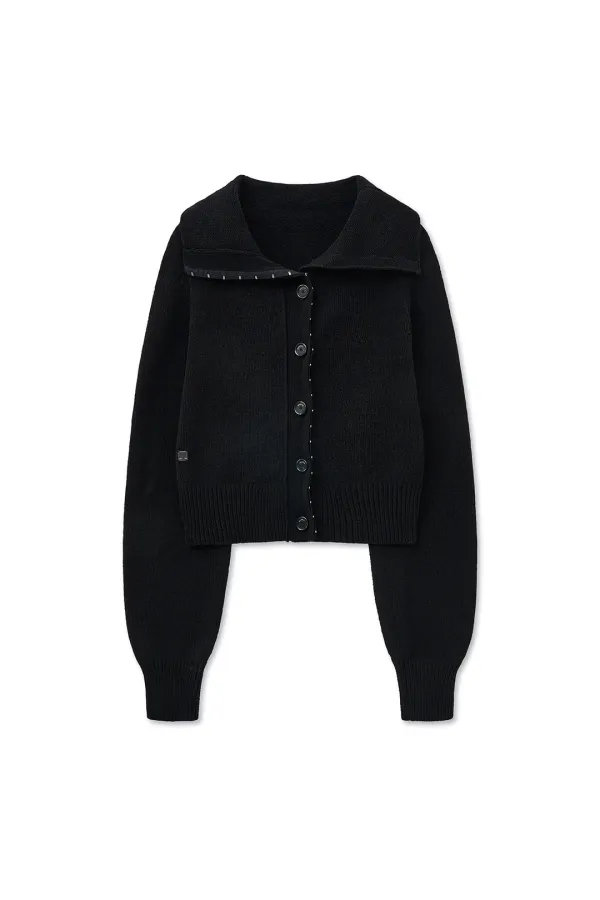 HOOK POINT TWO WAY CROSS CARDIGAN IN BLACK