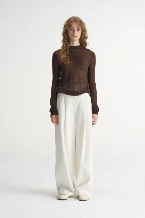 Sheer Mock-Neck Knit_Brown