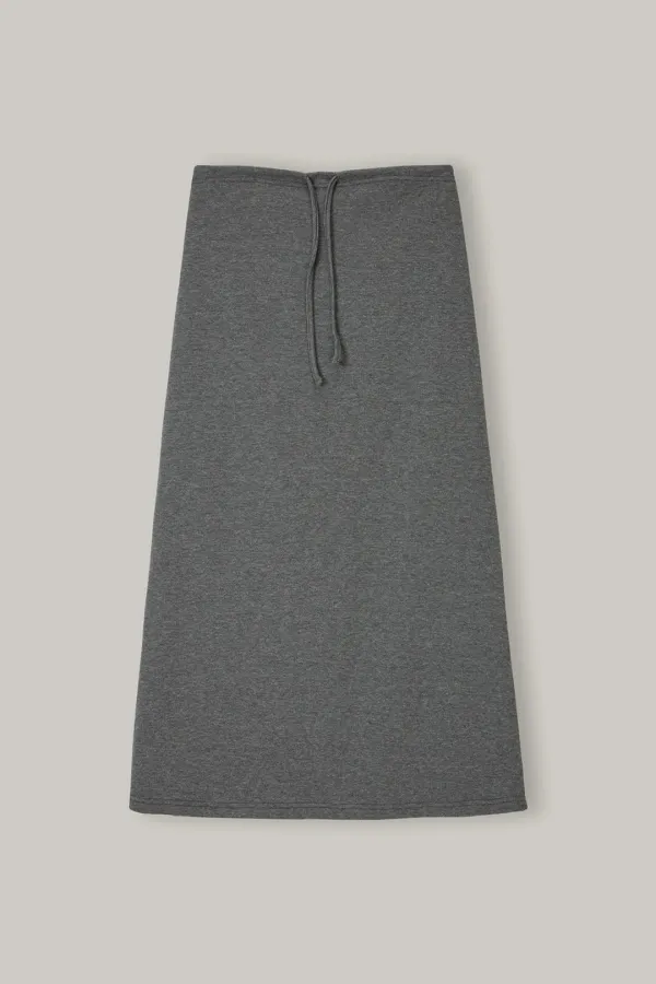 SK016 Relaxed Slit Banding Skirt (Charcoal)