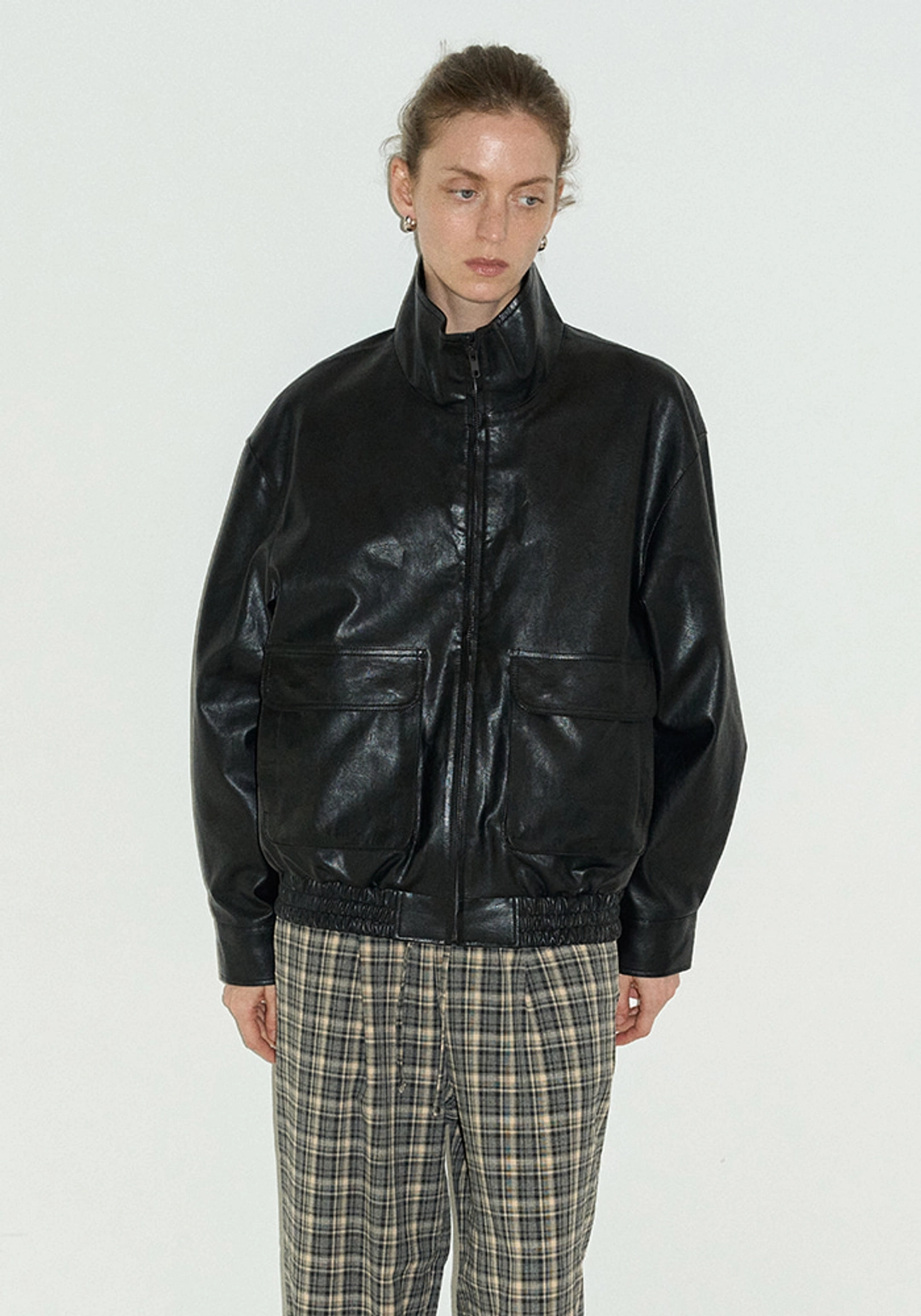 이브세이지 High neck leather jacket 상품 이미지 2