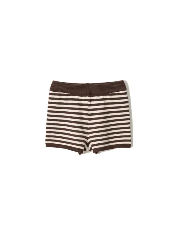 Stripe Knit Shorts Brown