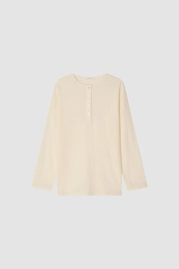 Button Single Blouse_Cream