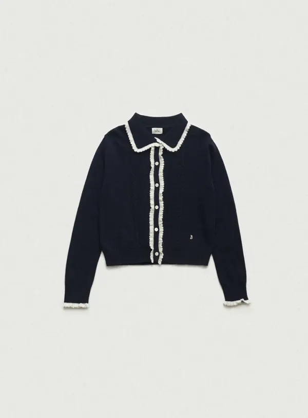 [Last Offer] Cady Heron Scallop Knit Cardigan_Navy