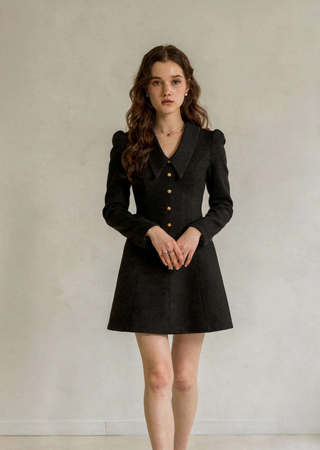 아노에틱 ANC COLLAR TWEED MINI DRESS_BLACK 상품 이미지 3