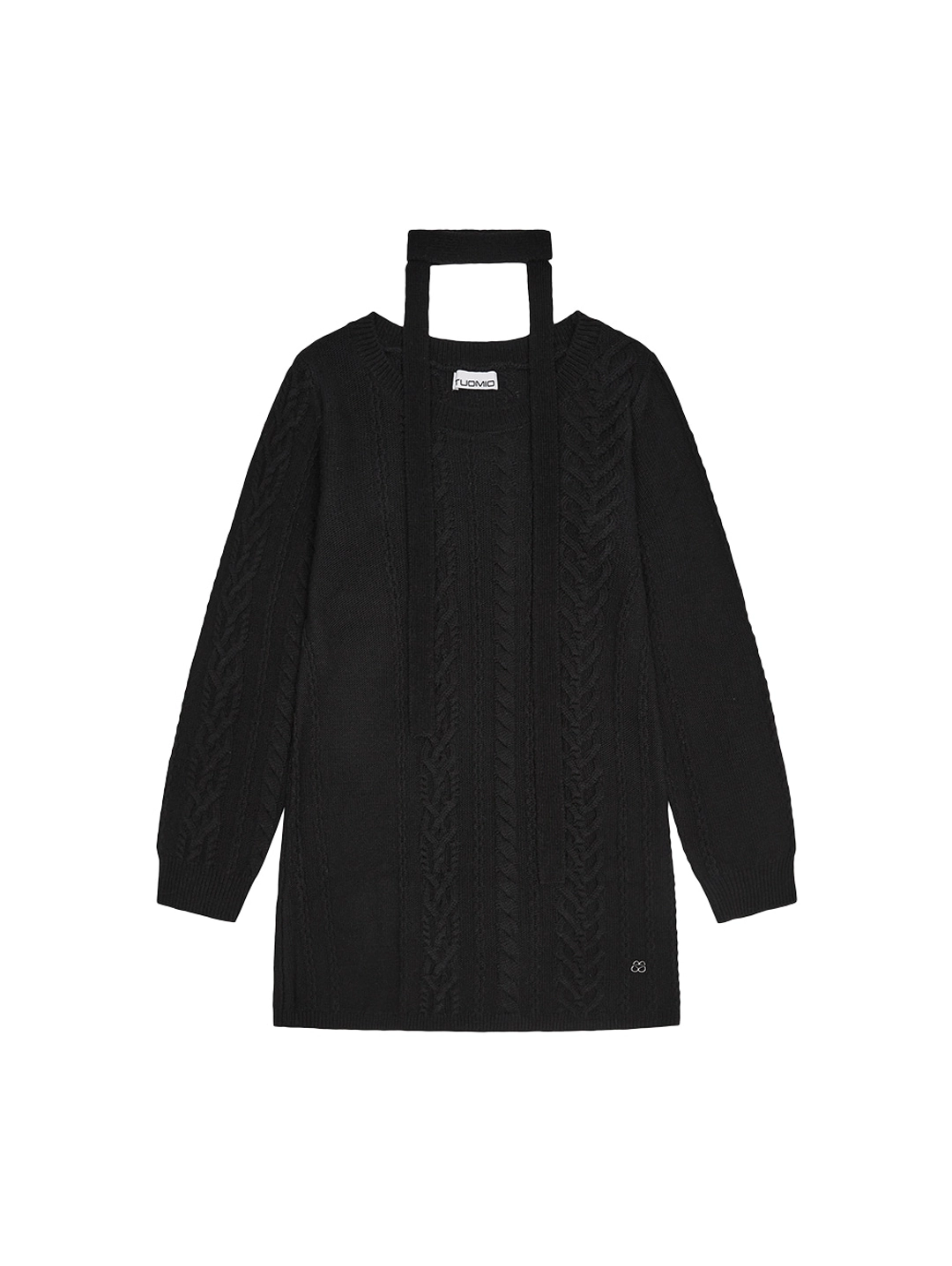 뚜오미오 [10.02 예약 발송] HEART CABLE WOOL DRESS & SCARF [BLACK] 상품 이미지 1