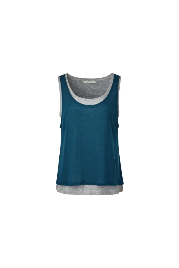 DOUBLE LAYER SLEEVELESS TOP [BLUE]