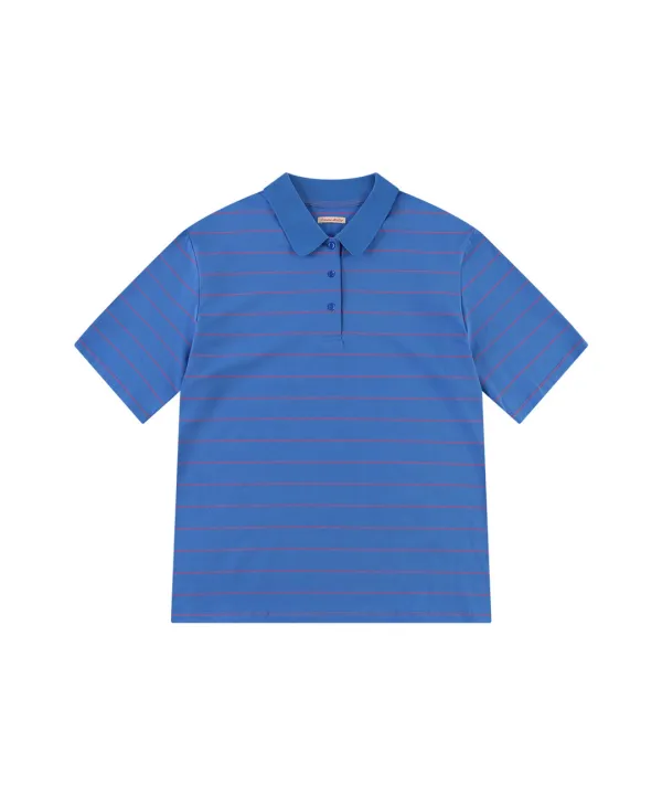 [5/21 예약발송]A3599 루즈핏 스트라이프 칼라 티셔츠_Cobalt blue