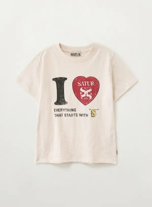 [신예은 Pick] (W) I LOVE Slub T-Shirt - Cream