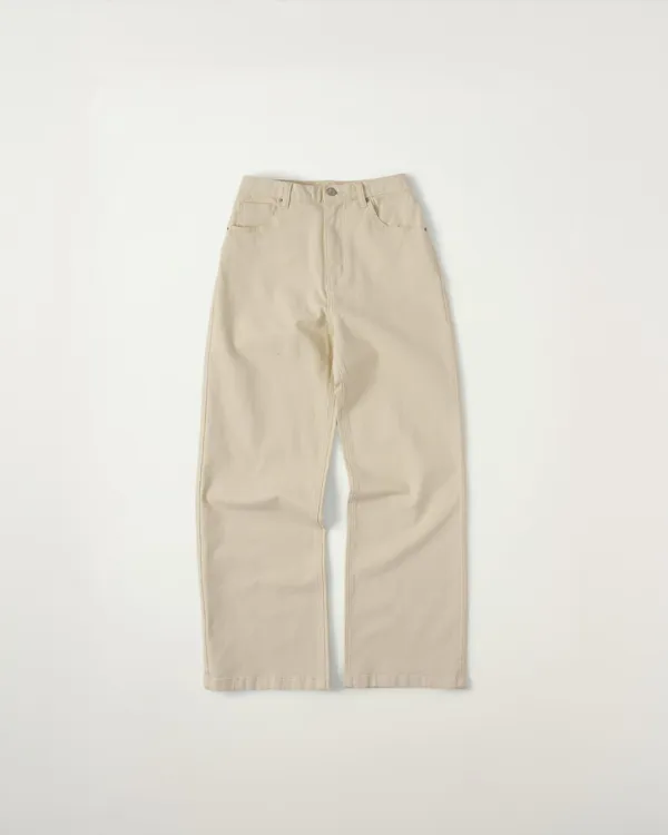 [10/19 순차배송] Straight Cotton Pants [CREAM]