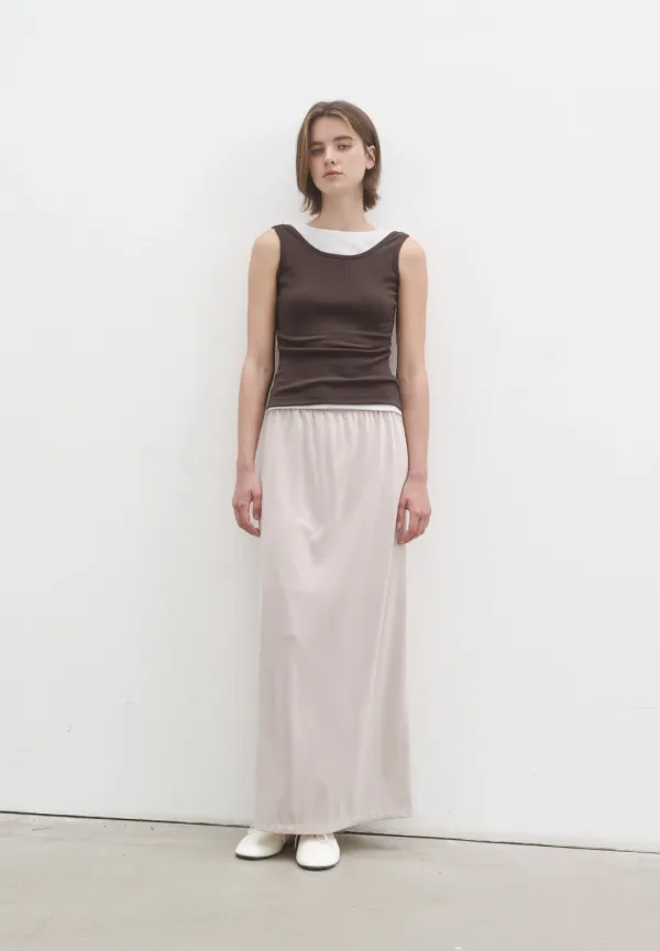 Soft modal maxi skirt (ash beige)