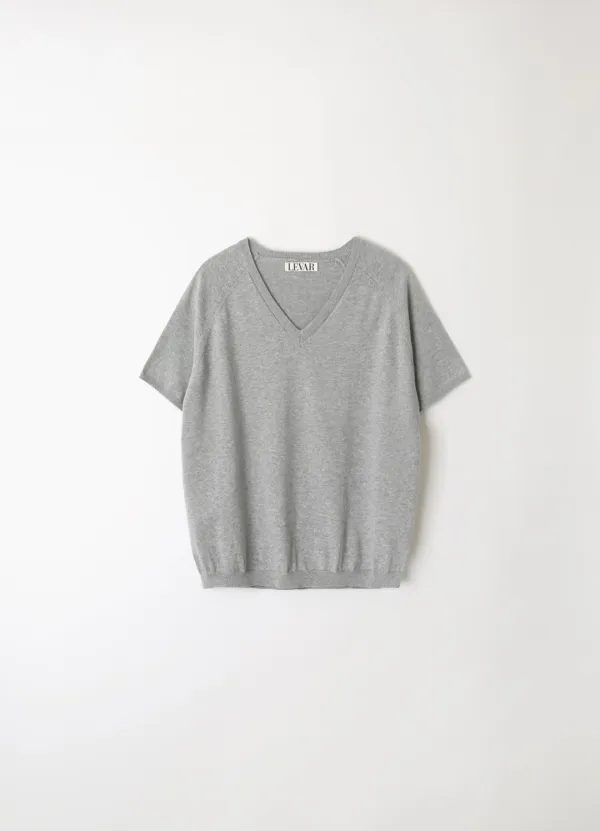 Fresh Cotton V-Neck Knit - Melange Grey