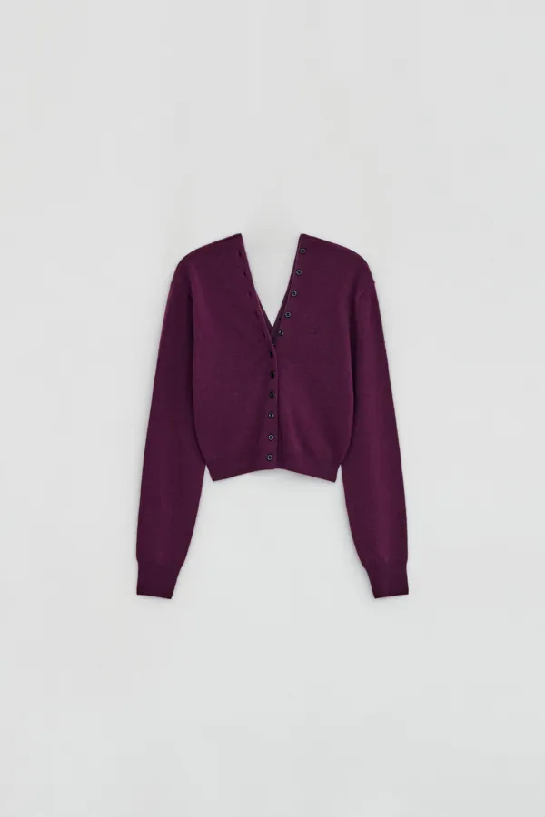V NECK BUTTON CARDIGAN