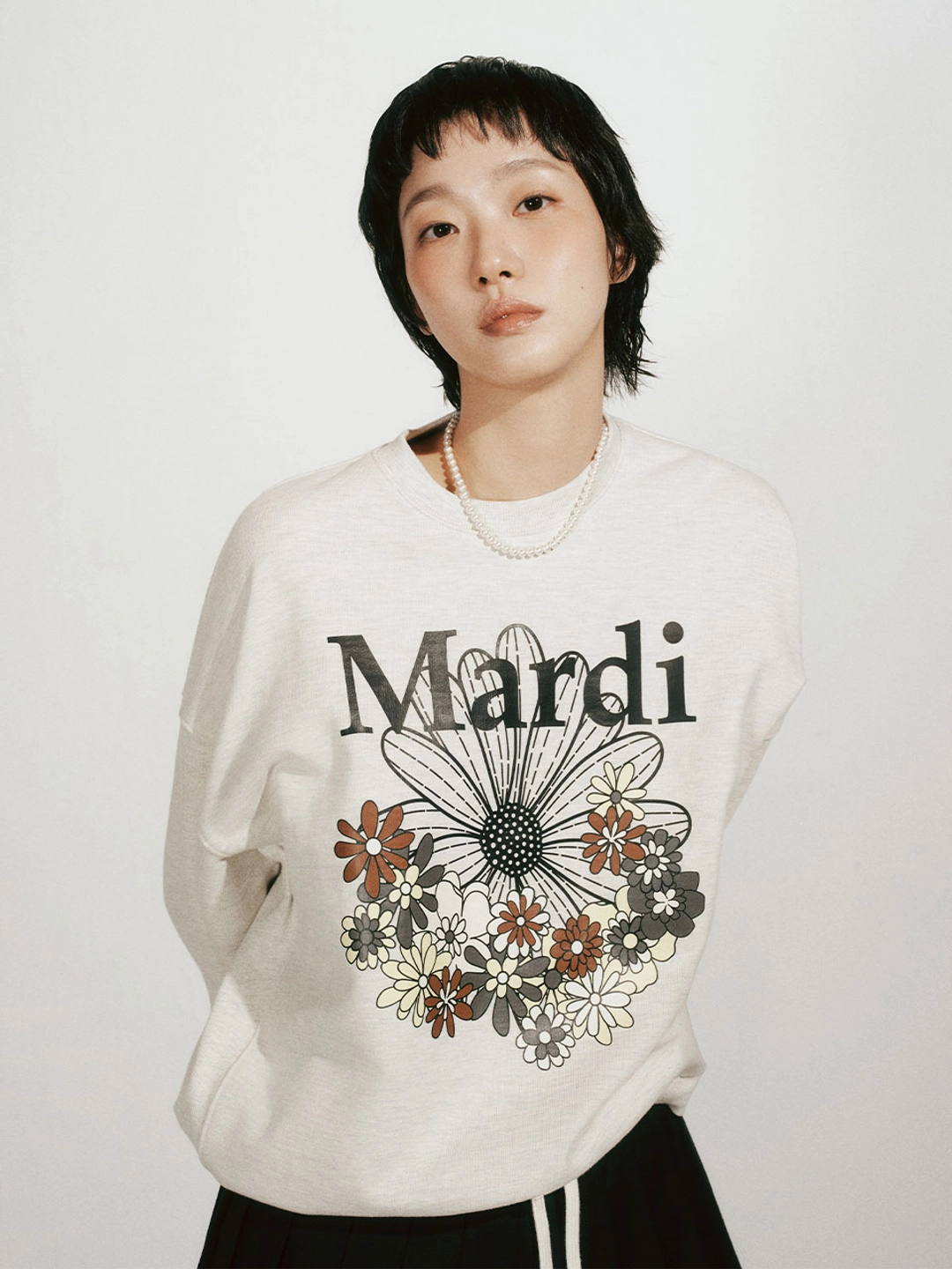 마르디 메크르디 SWEATSHIRT FLOWERMARDI JARDIN_OATMEAL BLACK 상품 이미지 2