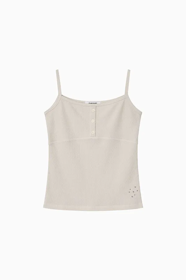 STITCH BUTTON SLEEVELESS, CREAM
