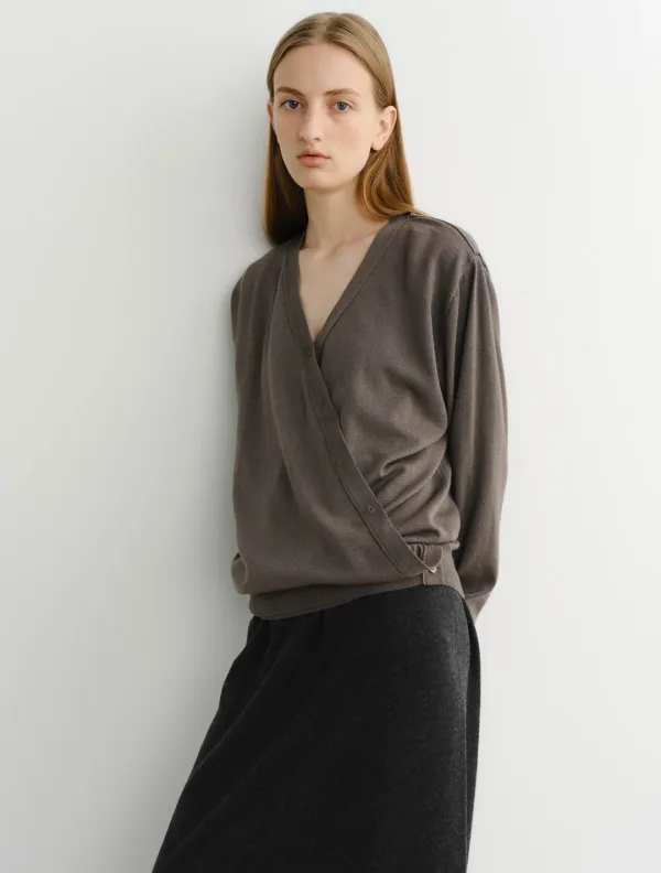 Drape Wrap Cardigan (Taupe)