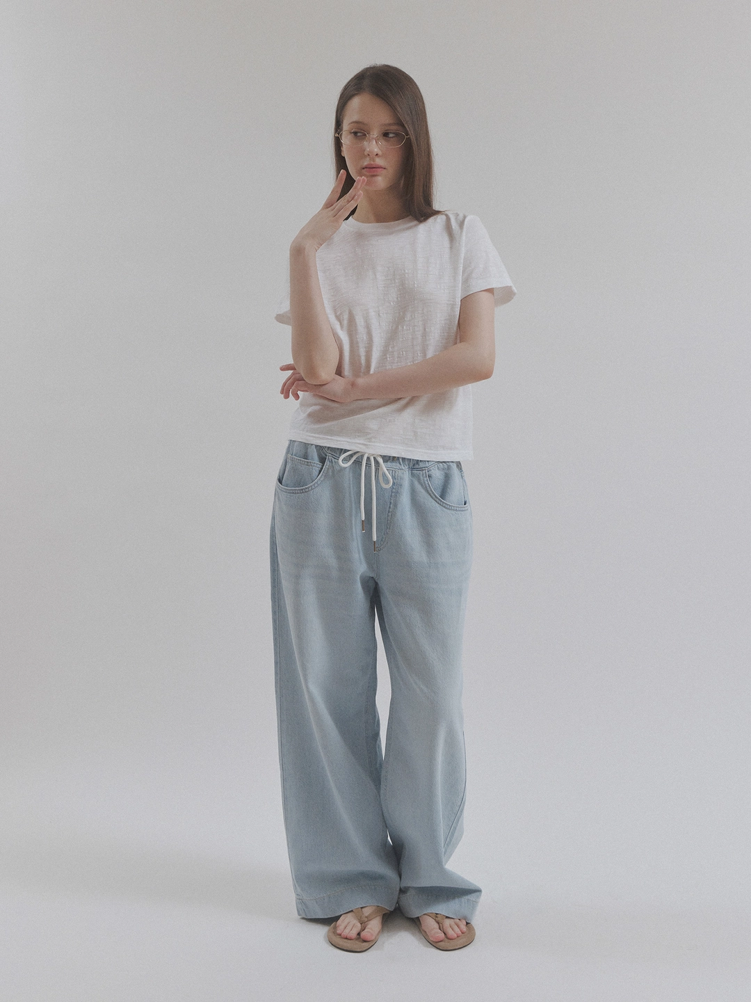 헤더먼트 denim worn cotton pants (light blue) 상품 이미지 1