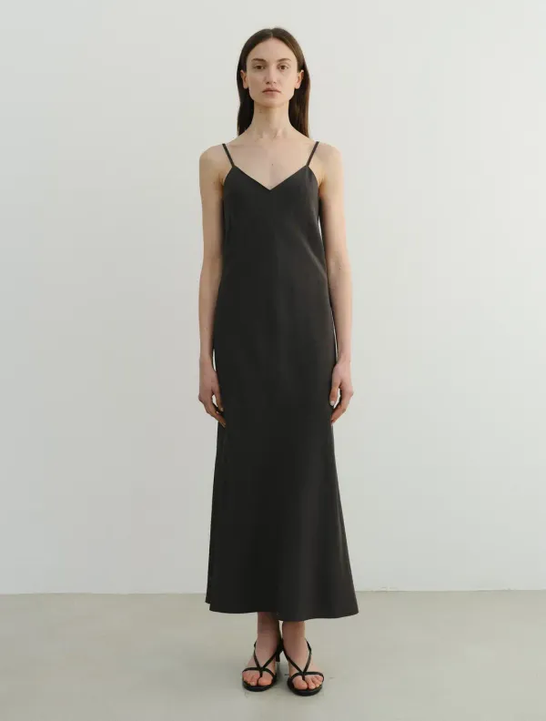 Rayon Strap Dress (Charcoal)
