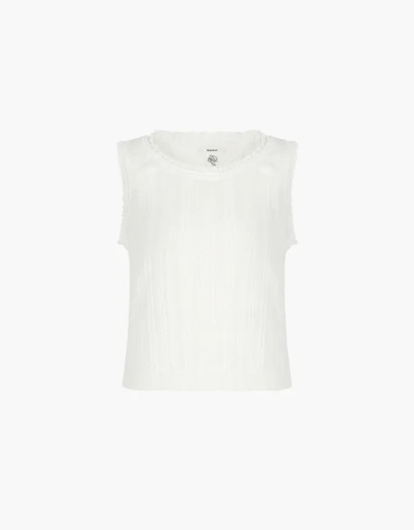 eyelet skashi sleeveless knit - off white