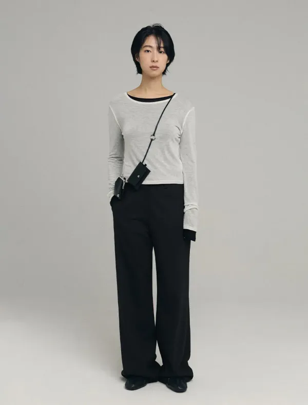 BASIC WOOL SLACKS [BLACK]