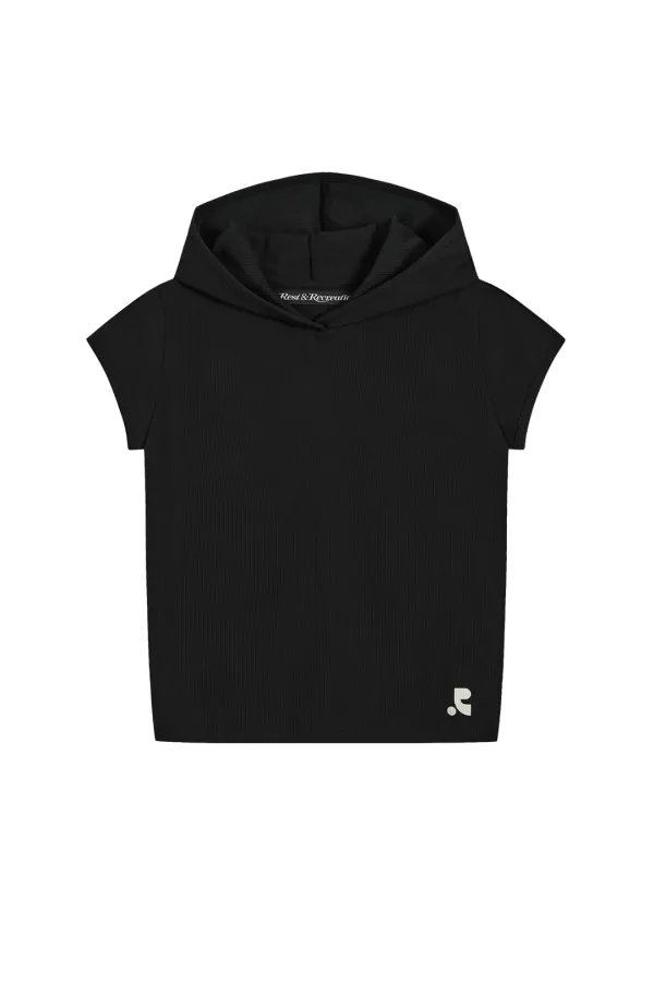 CAP SLEEVE HOODIE - BLACK