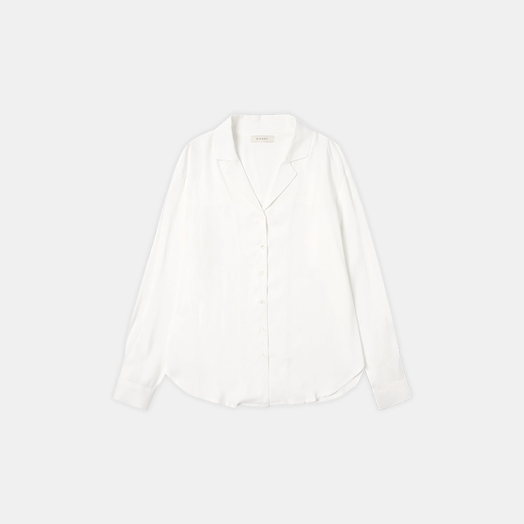 시야쥬 SITP5194 오픈 카라 실키 셔츠_White 상품 이미지 1