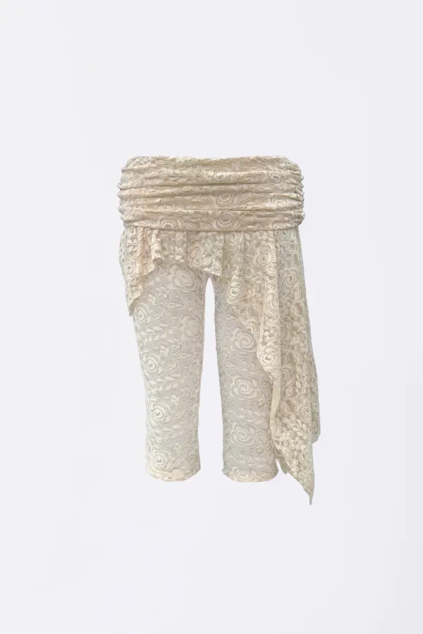 Asymmetric Lace Skirt Leggings Raw