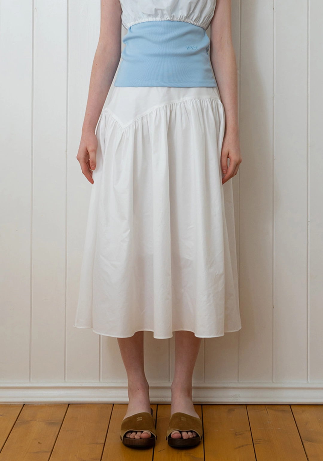 이브세이지 Glossy shirring skirt (Ivory) 상품 이미지 2